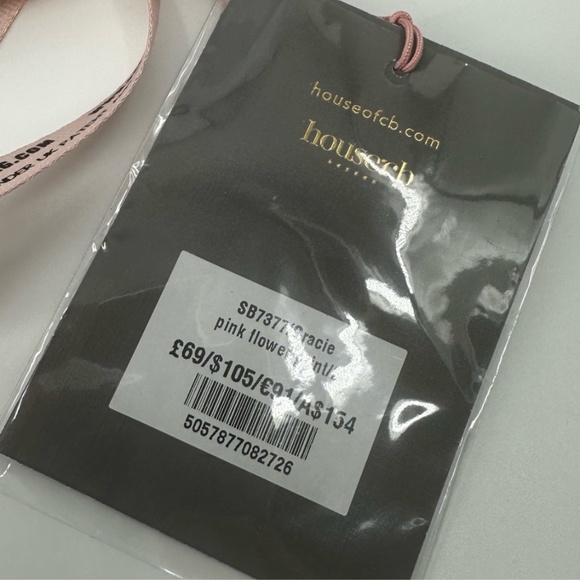 House of CB GRACIE PINK FLORAL PUFF SLEEVE CORSET TOP Size Large New with Tag - Picture 12 of 16